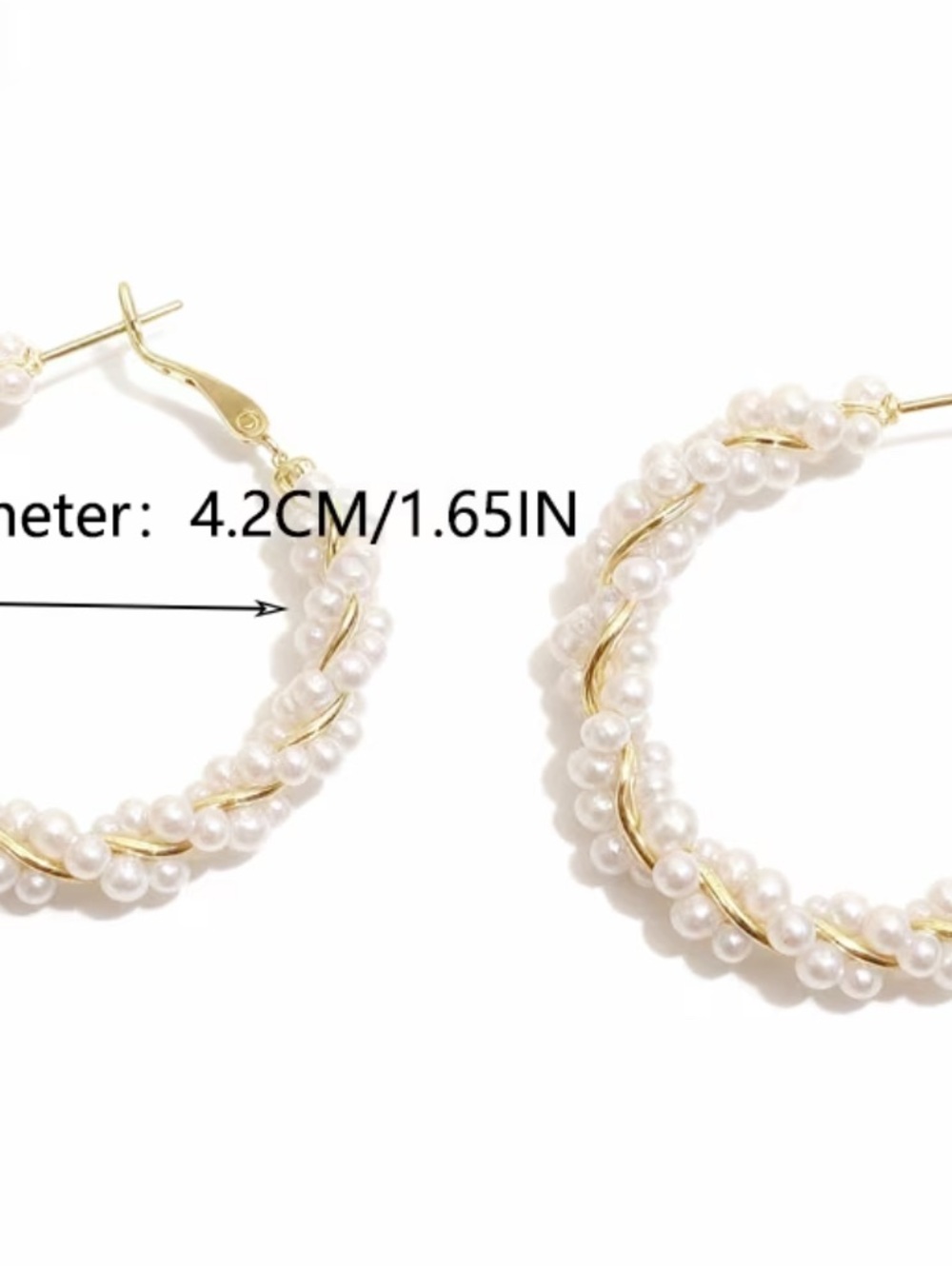Pearl-Wrapped Hoop Earrings - White - Picture 4 of 4